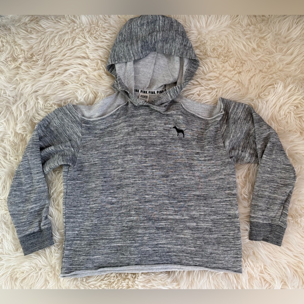 PINK Victorias Secret cold shoulder grey hoodie size small
